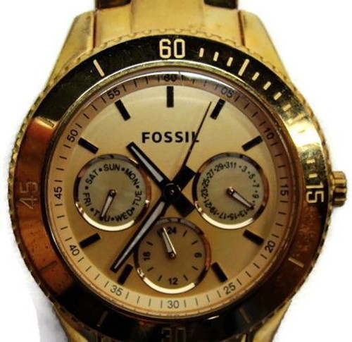 Reloj cronógrafo analógico cuarzo Fossil ES2859 111211 5 ATM WR tono dorado nuevo bate - Imagen 12 de 12