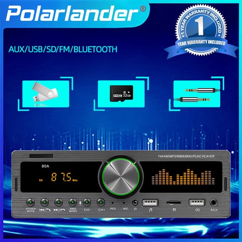 1 Din MP3 Player In-Dash Bluetooth Remote Control Car Radio FM AM RDS USB AUX TF