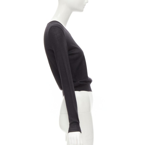 GIANNI VERSACE Vintage cashmere silk wool blend V-neck cropped sewater IT40 S - Picture 4 of 9