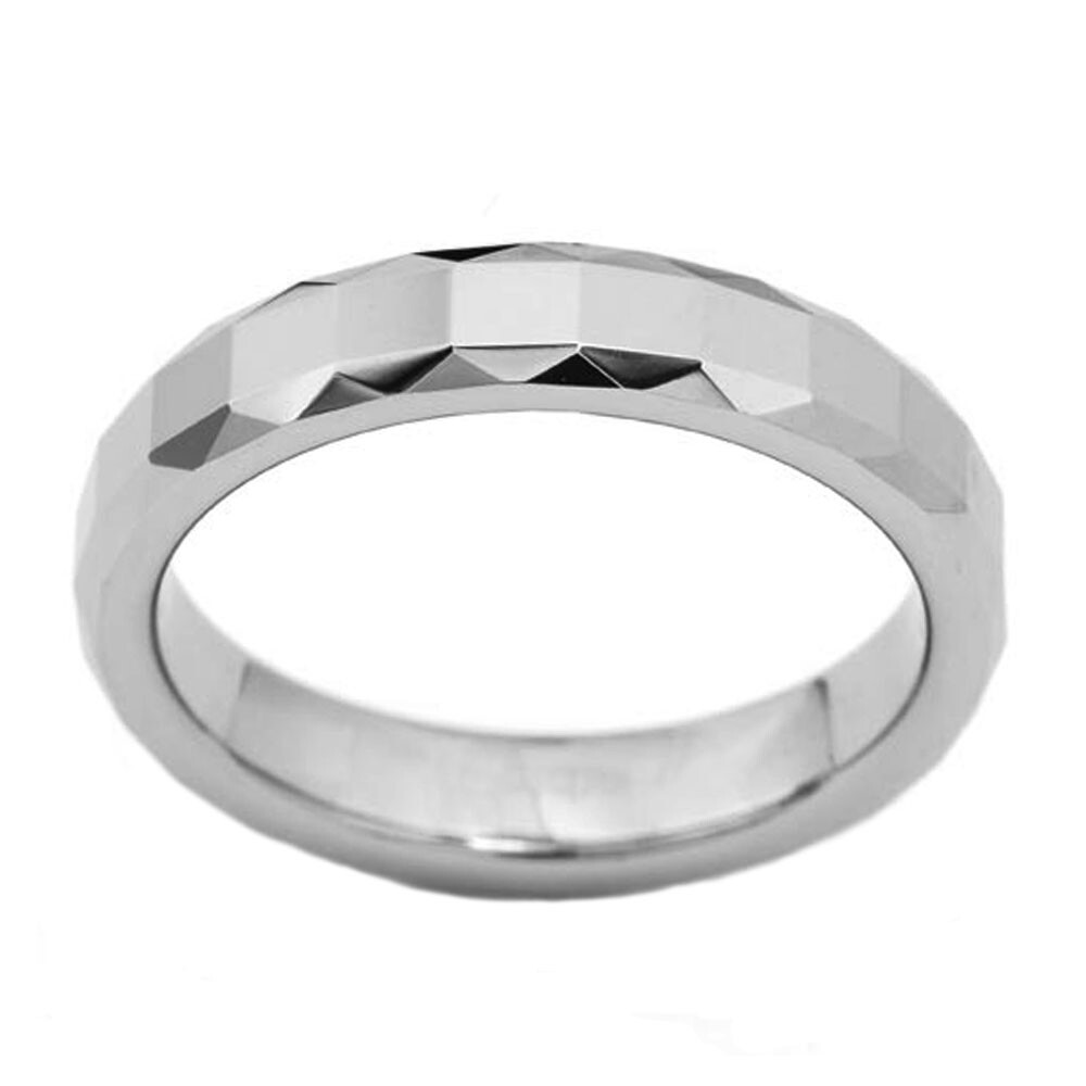 4mm Rectangle Faceted High Polish Tungsten Carbide Jewelry Women Wedding Band
