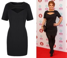 BNWT Coleen Rooney 12 Black Beaded Cut Out Yoke Evening Occasion Dress NEW Xmas