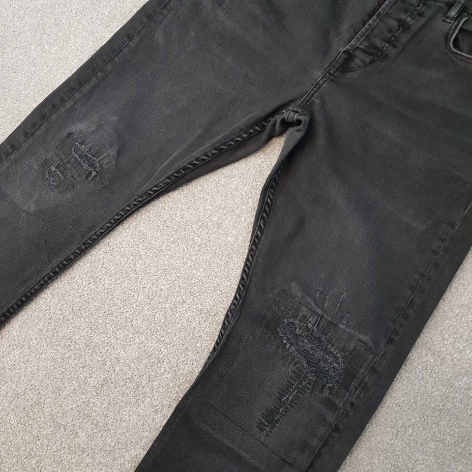 Pantalones de mezclilla ajustados All Saints para hombre 32x31 negros desgastados W32 L31 Foto 2 de 4