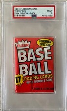 1981 Fleer baseball unopened wax pack PSA 9 -- Kirk Gibson on back