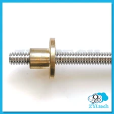 10mm T10x2 Trapezoidal ACME Lead Screw w/ Brass Nut - Pre-cut lengths 200mm-1000