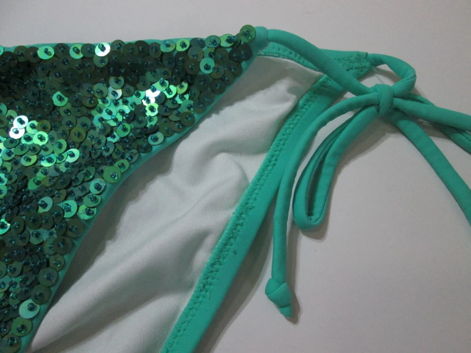 Victoria Secret Womens Size S Bikini Bottom Mint Cheeky Beaded Tie Side Swimwear - Image 4 of 4
