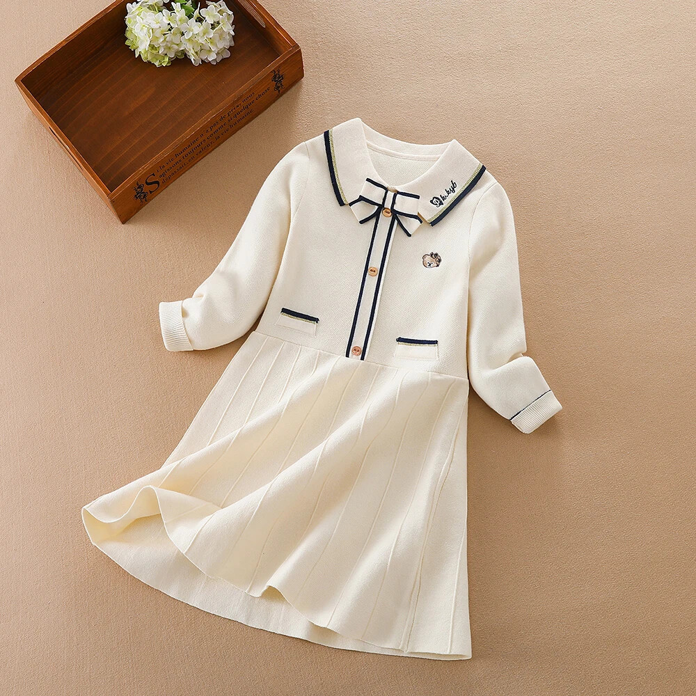 Children Girls Knitted Dresses Warm Sweater Dress Kids Long Sleeve Casual Dress Children Girls Knitted Dresses Warm Sweater Dress Kids Long Sleeve Casual Dress