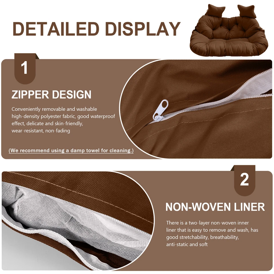 Cojín de silla oscilante doble huevo impermeable repuesto almohadillas suaves para silla colgante  Foto 4 de 4