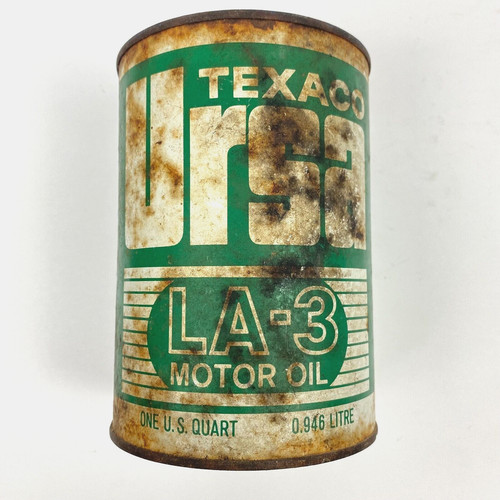 Vintage Texaco Ursa Oil Can LA-3 Motor Metal 1 Quart SAE 30 HB Auto Memorabilia