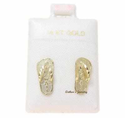 MASSIVE 14K GELBGOLD HAWAII SLIPPER FLIP FLOP TANGA HAWAII OHRRINGE 6,6 MM