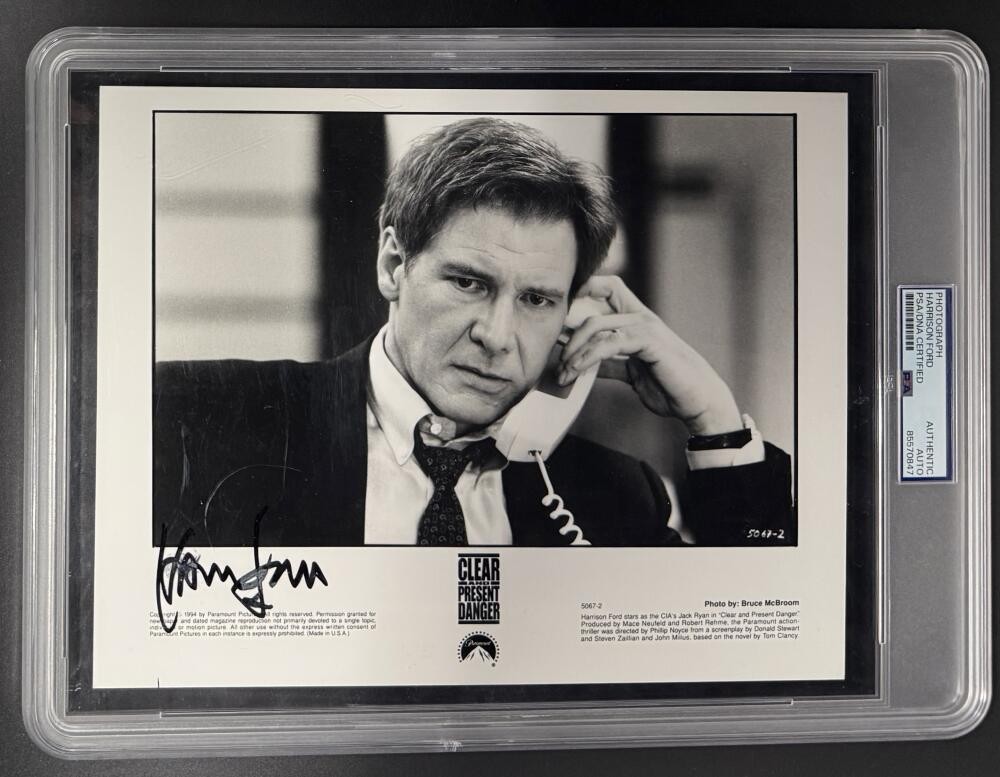 Harrison Ford Clear Present Danger Signed Autograph PSA/DNA COA Slab 8x10 Photo