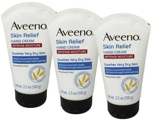 AVEENO SKIN RELIEF HAND CREAM INTENSE MOISTURE FRAGRANCE FREE 3.5 OZ *LOT OF 3*