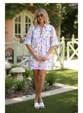 Olivaceous Riley Floral Mini V Neck Shirt Dress Cotton Size Small CottageCore