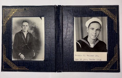 Vintage WW2 Military U.S. Navy Soldier Photos Framed Rankin T Walker Jr 1944