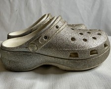 Crocs Platform Glitter Clogs Women  s 6 Chunky Comfort Shoes Sparkly Shiny