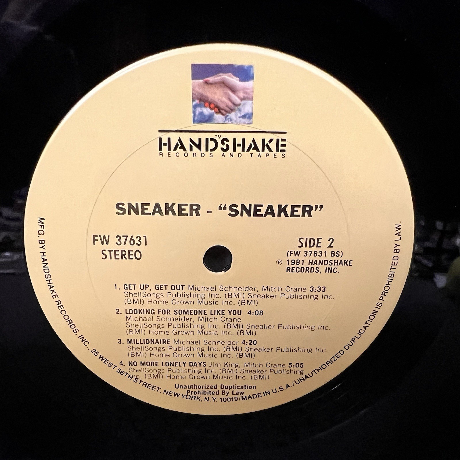 Sneaker - Sneaker - 1981 LP Vinyl Album Handshake Record FW 37631 Excellent