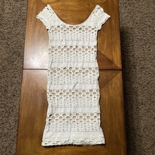 bebe Dress White Beige Cutout Bodycon Night Out Y2K 90’s Women’s Petite Small