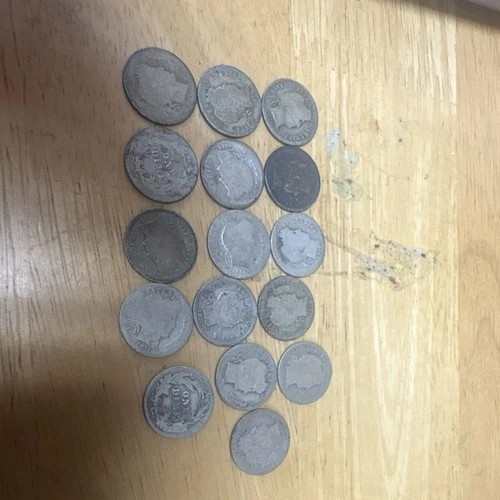 Barber Dimes 10C Silver Lot of 15 Coins Mixed Dates (1892-1916)
