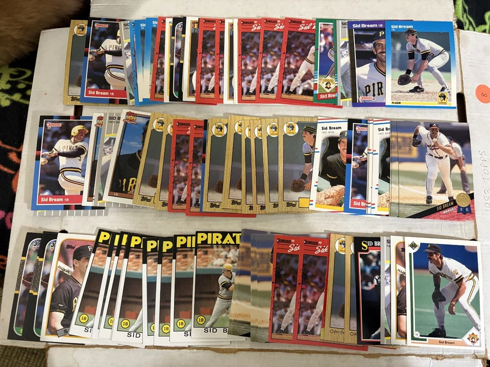 (320) Lote de Tarjetas de Béisbol Sid Bream Base Colección Piratas de Pittsburgh Foto 3 de 4