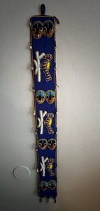 Traditional Nigerian Yoruba Diviner Beaded Glass Cowrie Shell 52” Wall Hanging