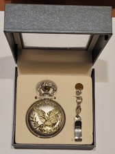 Gold Toned Pocket Watch American Eagle  Patriotic Ornate NIB