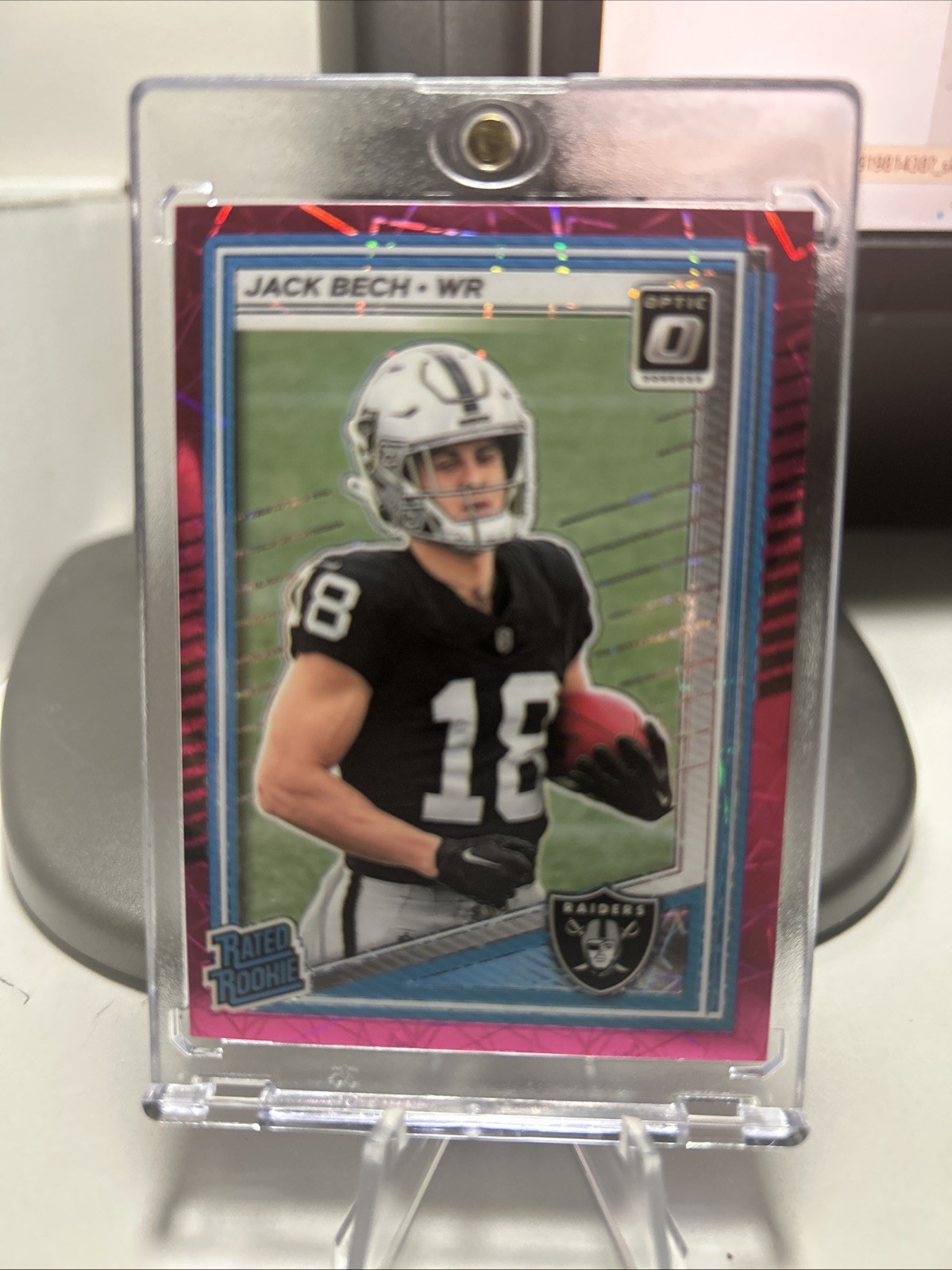 2025 Donruss Optic Jack Bech RC Rated Rookie SP /99 Pink Velocity #211 Raiders