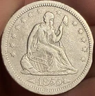 1855 Arrows Seated Liberty Quarter VF Details Cleaned