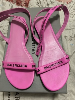 BALENCIAGA Pink Gladiator Flat Sandals 39 - 9 US Made in Italy