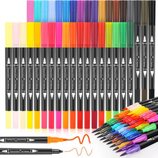 36 Dual Tip Brush Markers Adult Coloring Books Art Markers Fine Brush Tips Set