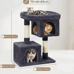 Plush Tour de l'arbre de chat avec lit & 2 Condos, postes de fouille, 83cm 70x46cm