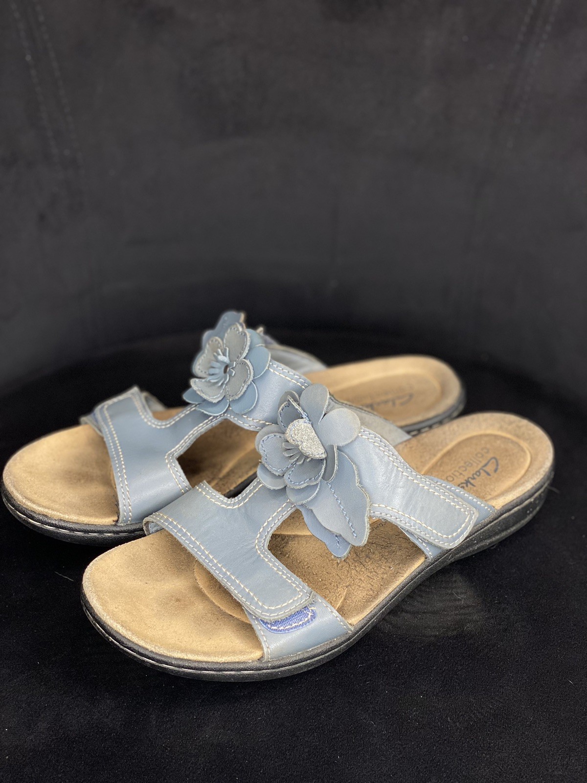 APL Sandali Clarks Laurieann Gema sandali donna dettagli floreali slip on taglia 9 blu