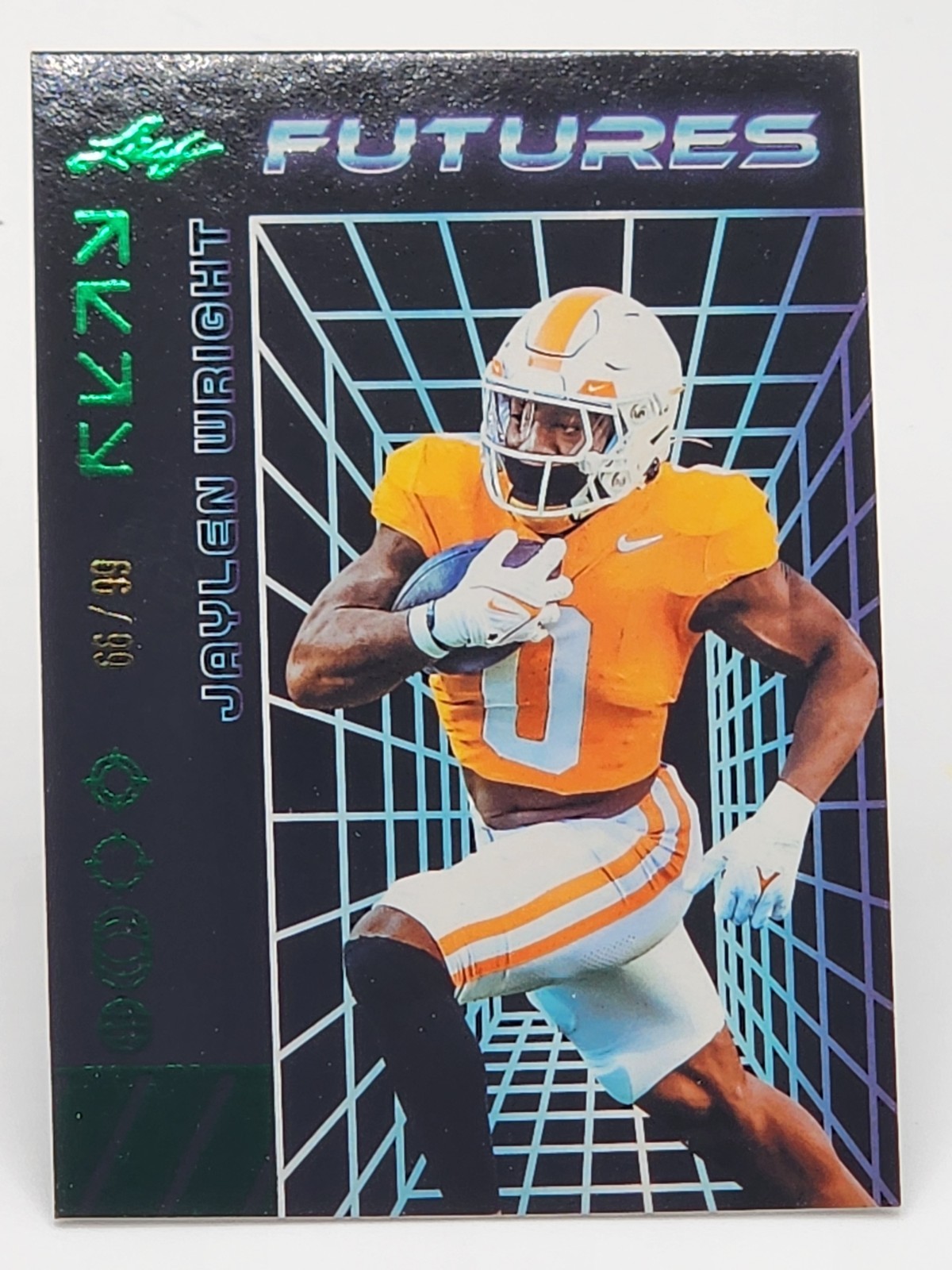 Jaylen Wright /99 2024 Leaf Futures Rookie RC Green Tennessee Miami Dolhpins SP