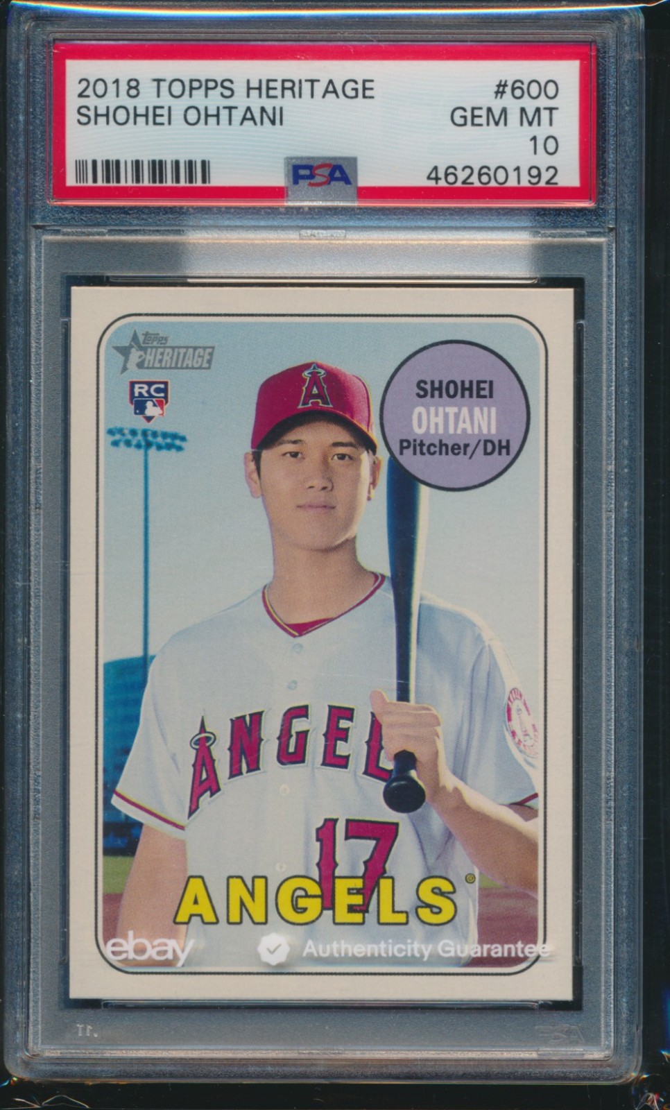 PSA 10 SHOHEI OHTANI/OTANI  2018 TOPPS HERITAGE #600 ANGELS ROOKIE RC GEM MINT