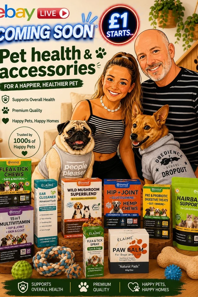 🐾 Pet Health & Accessories Sale | £1 Starts - 🔥LIVE SHOPPING EVENT 🛍️