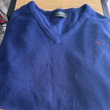 Gorgeous VINTAGE CHRISTIAN DIOR monsieur Royal Blue V Neck Sweater XL Unisex 80s