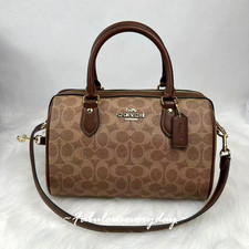 Coach Rowan Satchel Bag In Signature Canvas Gold/Tan/Brown CV961 NWT