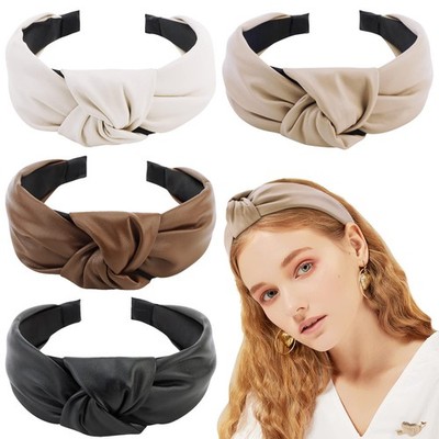 4PCS PU Leather Knotted Headbands for Women Fashion Hair Accessories