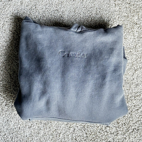 Comfrt Gray Solid Pullover Hoodie M Regular Unisex Adults Long Sleeve Pocket