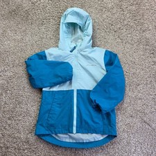 Eddie Bauer Windbreaker Kids XS 5/6 Blue Colorblock Hooded Jacket E8330W960