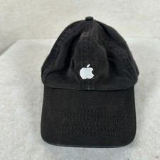Vintage Apple Hat Men OSFA Strapback Baseball Cap Embroidered Logo Black Cotton