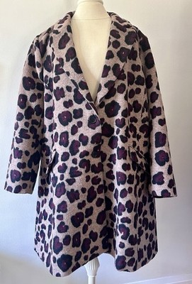 Mod Cloth Women s 3X Leopard Print 3/4 Length Two Button Coat