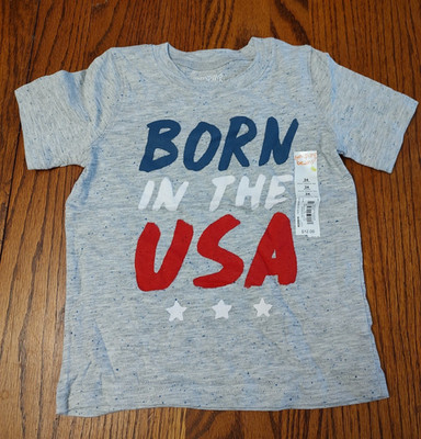 NWT Toddler Boys 24M Gray USA Patriotic Short Sleeve Cotton Blend Kohl's