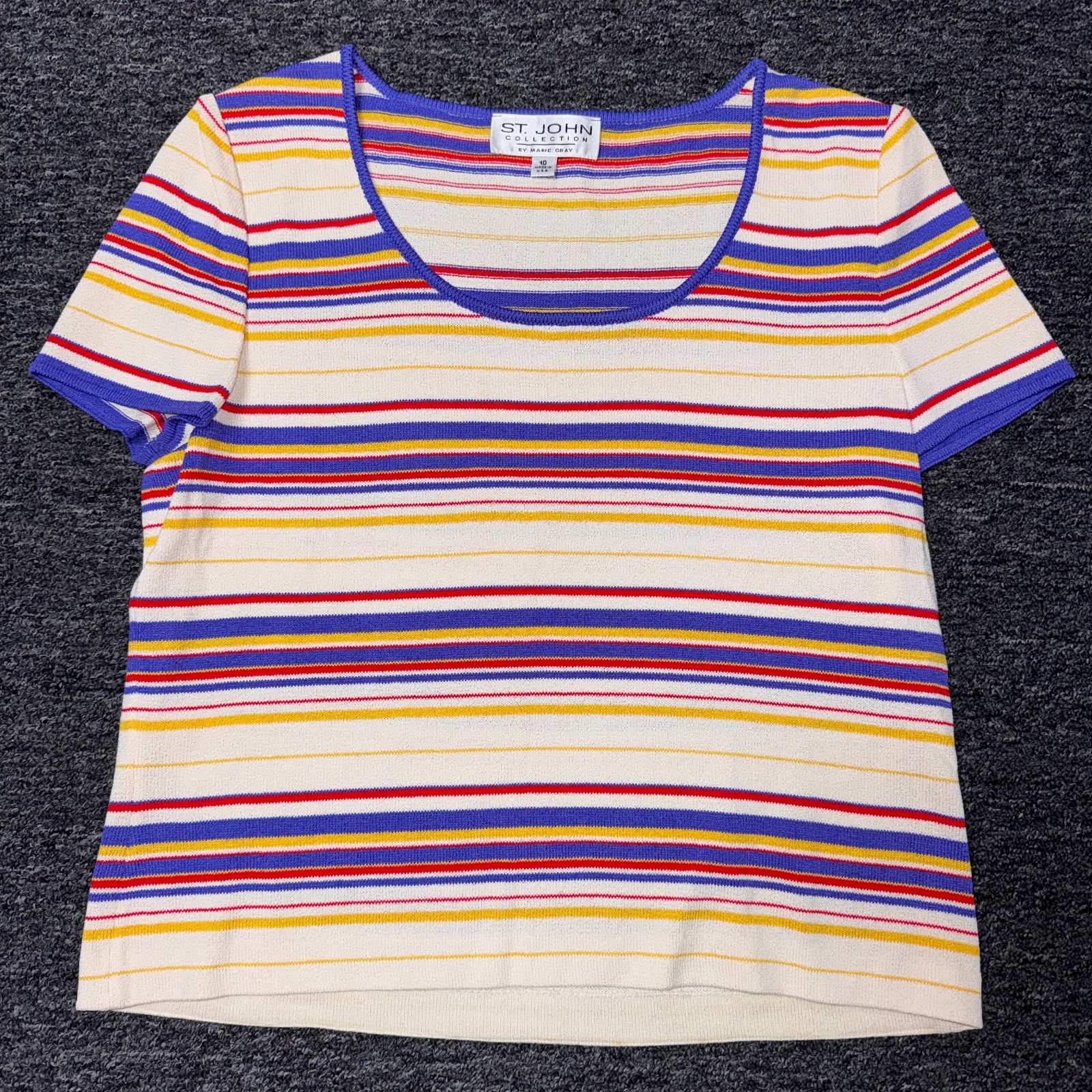 St. John Collection by Marie Gray Classic Shirt Top - Sz 10 Multicolor