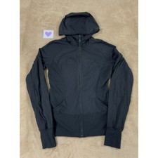 Lululemon In Flux Hooded Jacket womens size 8 Black Full Zip Long Sleeve EUC