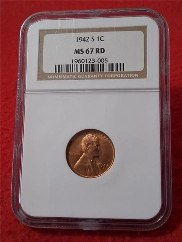 1942-S  LINCOLN WHEAT BACK CENT NGC MS 67 RD                             #DRF-14