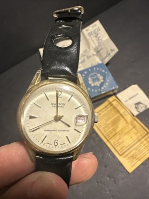 Vintage Manson Calendar Mens Gold Tone Watch Untested #M2