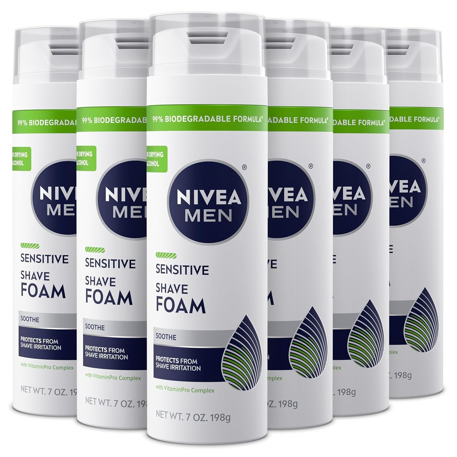 NIVEA MEN Sensitive Shave Foam, Soothing Witch Hazel Extracts, 7 Oz, Pack Of 6