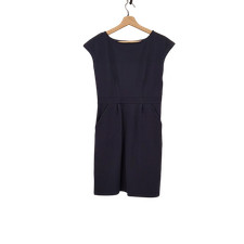 Quince Ultra-Stretch Ponte Cap Sleeve Dress Navy Basic Sleeved S