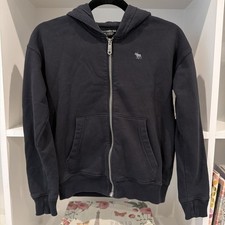 Abercrombie Fitch Kids Hoodie Boys Size 11/12 Years Black Full Zip Moose Logo