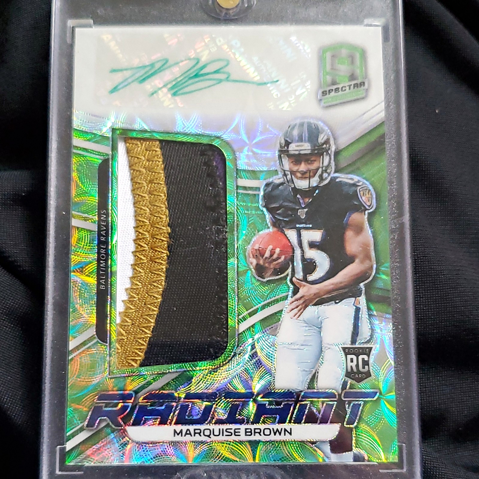 Marquise Brown Panini Spectra Radiant Rookie Patch Signatures #6 Base