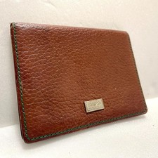 Kenzo Genuine Leather Card Case Pass Brown Green Commuter Limited Edition Style